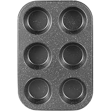Walooza Nonstick 6-Cup Muffin Pan, Carbon Steel Cupcake Baking Tray, Small Cheesecake Pan for Toaster Oven, Easy Clean & Dishwasher Safe