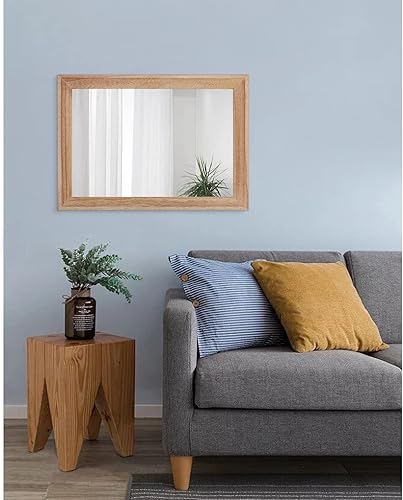 Vista 73 de AAZZKANG Espejos para pared, espejo colgante con marco de madera rústica, 20 x 16 pulgadas, decorativo para casa de campo, dormitorio, baño, sala