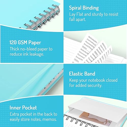 Vista 23 de Forvencer Libro de contraseñas con pestañas alfabéticas individuales, cuaderno de contraseñas pequeño de 4 x 5.5 pulgadas, guarda contraseñas