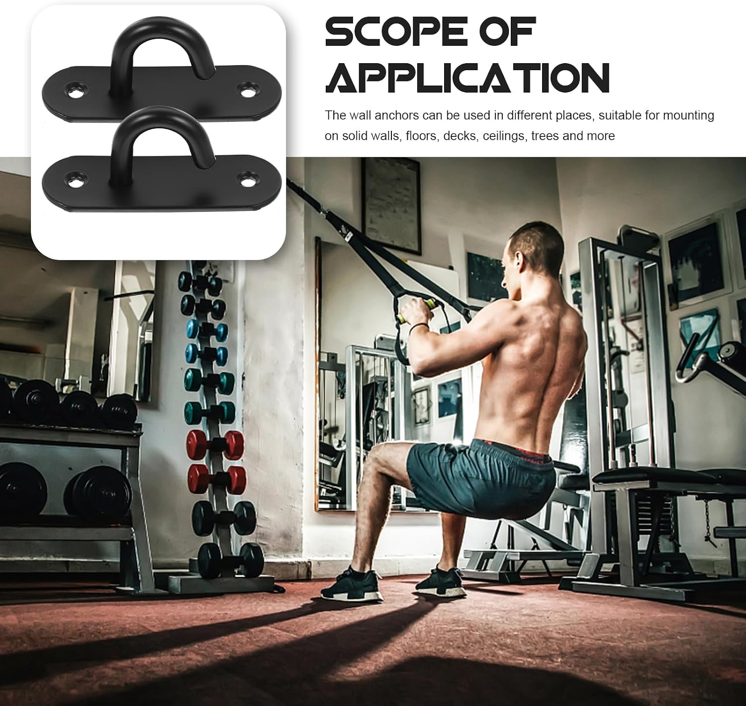 Mipcase 3pcs Resistance Band Wall Anchor Kit Sturdy Stainless Steel Ceiling Hanger for Exercise Stations Multi-Functional Gym Hook for Use Easy to Install