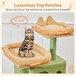 Taoqimiao Large Cat Tree, 58 Inch Cat Tower for Indoor Cats, Multi-Level Large Cat Condo with 8 Scratching Posts, Scratch Board for Cats, Cozy Hammock, 2 Pompoms, MSC026, Cactus