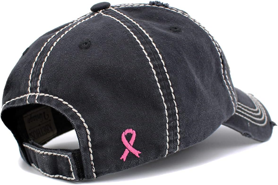 Funky Junque Breast Cancer Awareness Hat – Pink Ribbon Baseball Caps for Women & Men, Survivor Gift, Support Hope Hats