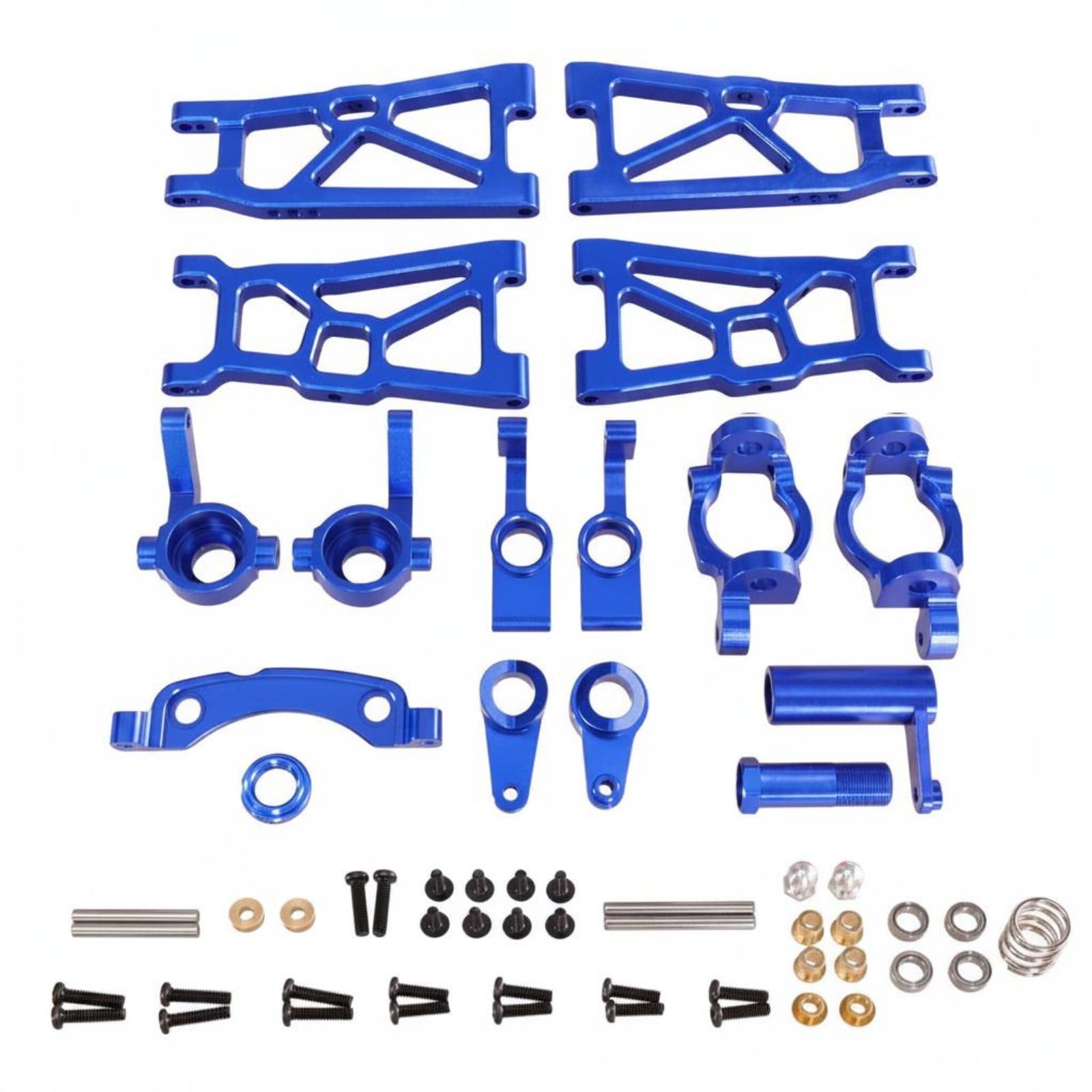 Vehicle Voiture RC 1/10 Crawler Kit Métal Aluminium Pièces Châssis Bras de Avant Arrière Fusées Direction Usinage CNC Anti-arrachement Finition, Blue