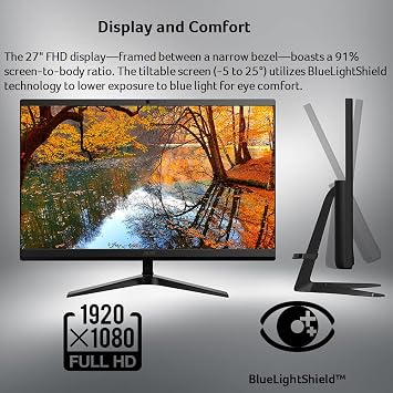acer Aspire C27-1700-UA91 AIO Desktop | 27 Full HD IPS Display | 12th Gen Intel Core i5-1235U | Intel Iris Xe Graphics | 16GB DDR4 | 512GB NVMe M.2 SSD | Wi-Fi 6 | Copilot Enabled | Windows 11 Home