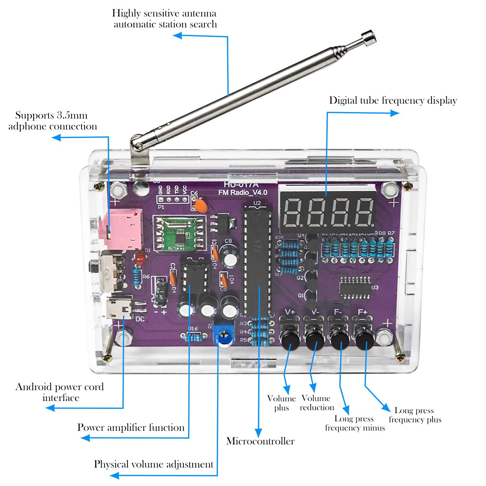 Kit de Radio FM, Kits de Práctica de Soldadura, Kit de Receptor FM de Radio Digital con 2 Modos de Fuente de Alimentación para Escuelas, Investigadores, Entusiastas del Bricolaje