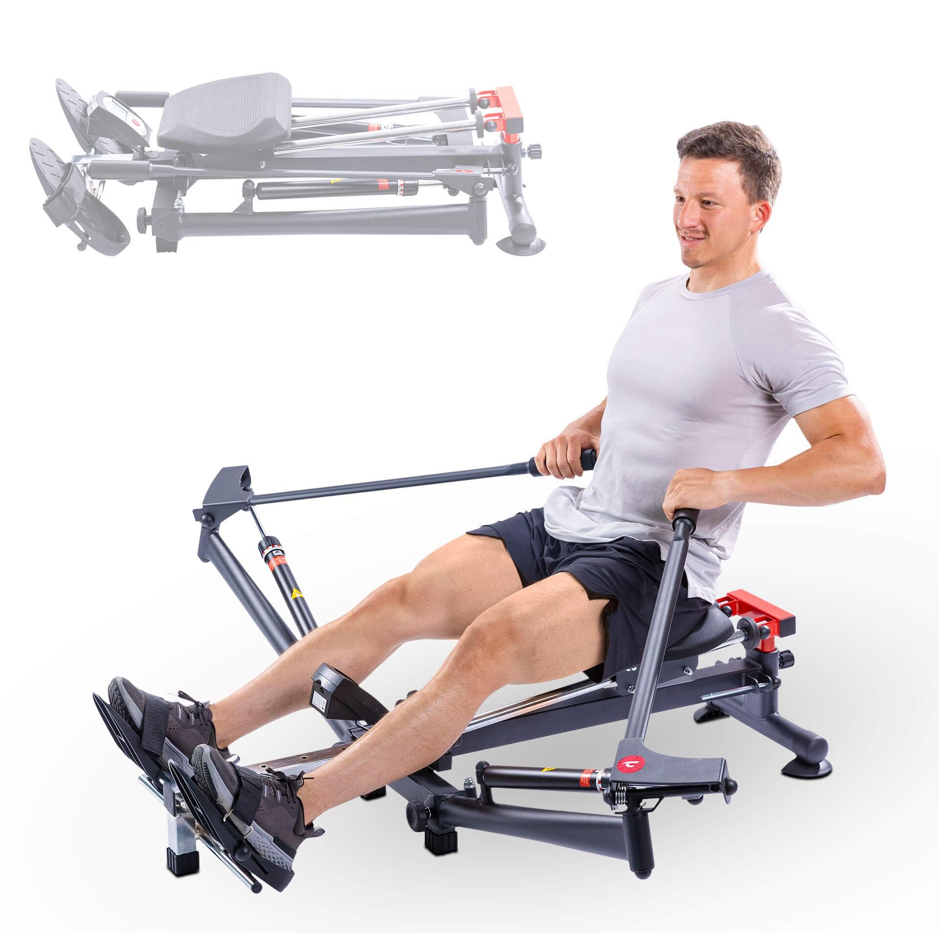 Christopeit Sport Rameur Accord - Pliable, 12 niveaux de résistance, rail de siège réglable sur 4 positions, ordinateur LCD