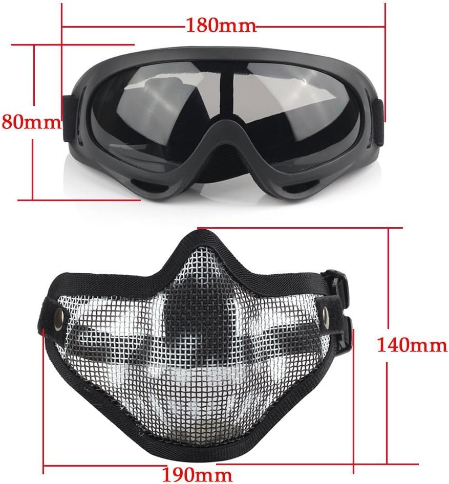LAOSGE Airsoft Mask,Mesh Half Face Skull Set with UV 400 Anti Fog Goggles : Sports & Outdoors