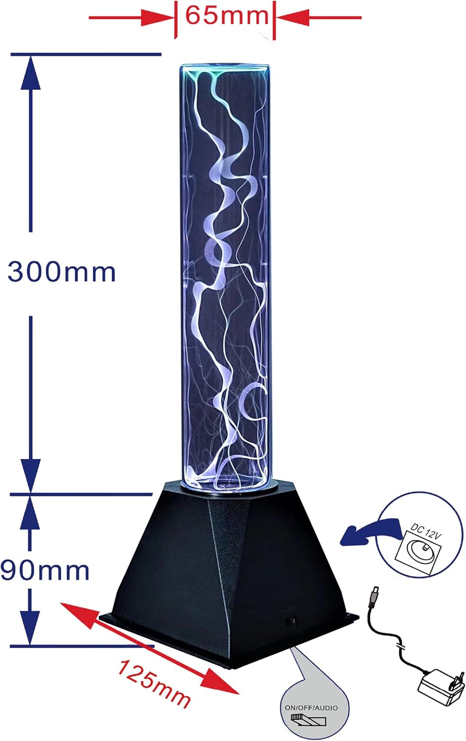 12 inch Plasma Tube，Fancy Club Decor and Science Education Gifts，Plasma Ball Sensor Lighting Plate with Music,Voice and Touch Response(Clean and Transparent lamp Tube)