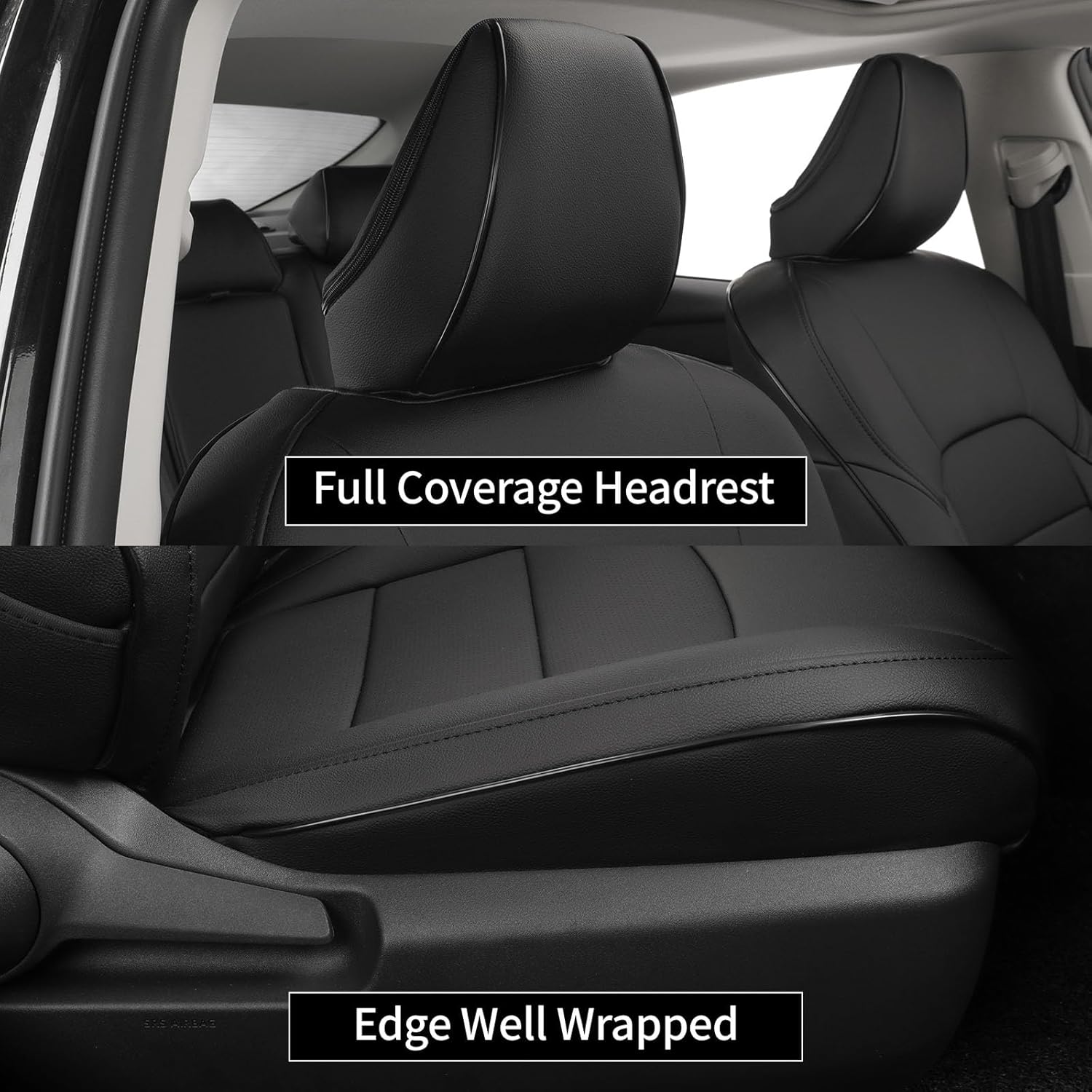 EKR Camry Seat Covers for Toyota Camry SE,LE 2025 2026 Waterproof Leather Car Seat Cover Full Set for Trucks SUV-Faux Leather (Black)