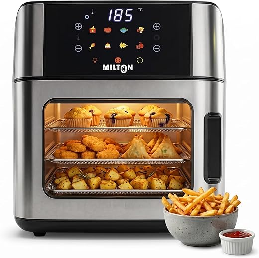 Milton Digital Air Fryer Oven 16L|1800W|360° High Speed Air Circulation|12 Preset Menus|Air Fry,Bake,Grill,Roast & Reheat|Touch Control Panel|Large…