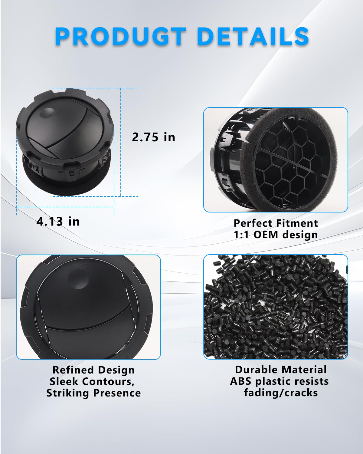 4PCS Dashboard Air Conditioning AC Heater Vent for Fo-rd F250 F350 F450 F550 Super Duty 2011 2012 2013 2014 2015 2016 Dashboard Air Interior Set（Black）