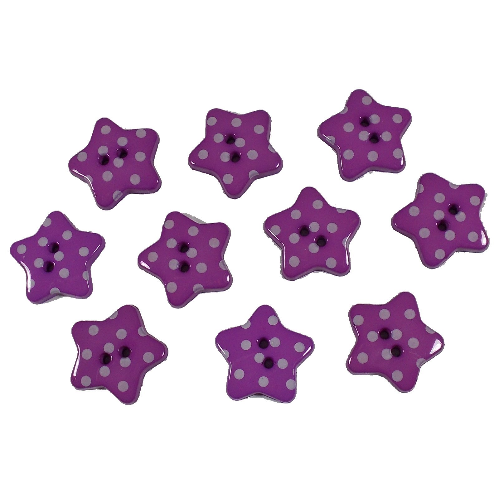 Push The Button Purple Polka Dot Spot Star Buttons 17Mm Wide (10, )