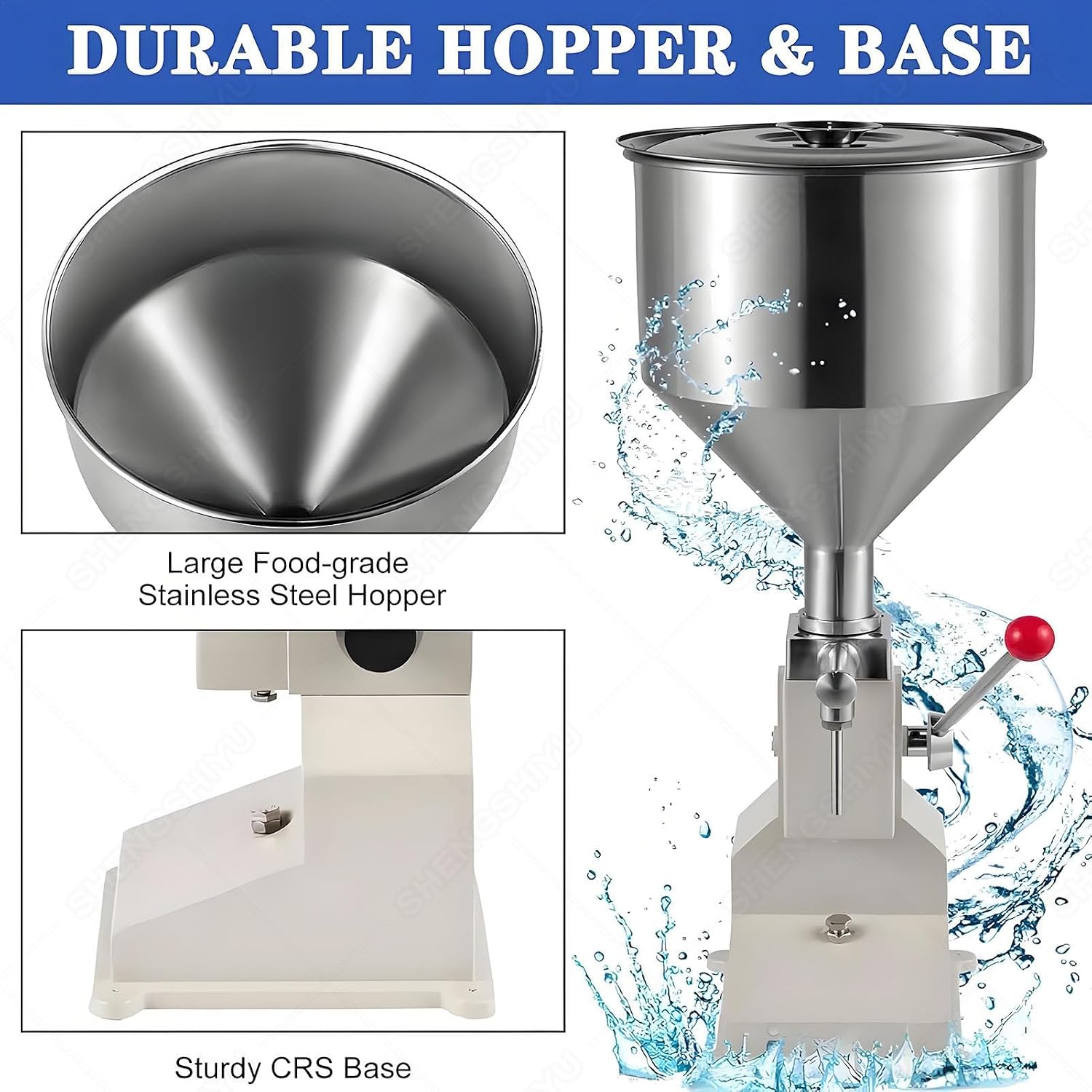 Manual Liquid Filling Machine,10L Hopper, Filling Volume 5-110ml, Adjustable Precisely, 20-30 Cycles per Minute,Commercial Filling Machine for Shampoo Cosmetic Honey Oil