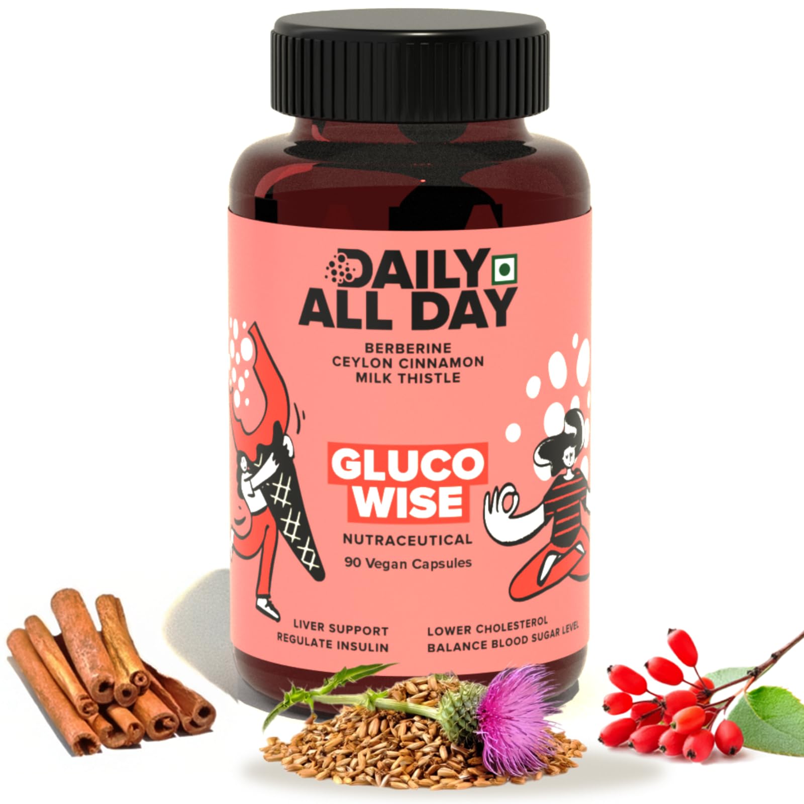 Daily All Day Berberine Supplements for Diabetes care, Berberis Aristata Ceylon Cinnamon, Milk Thistle, Ayurvedic Support Blood Sugar monitor, Cholesterol care, insulin plant for diabetes, Liver detox