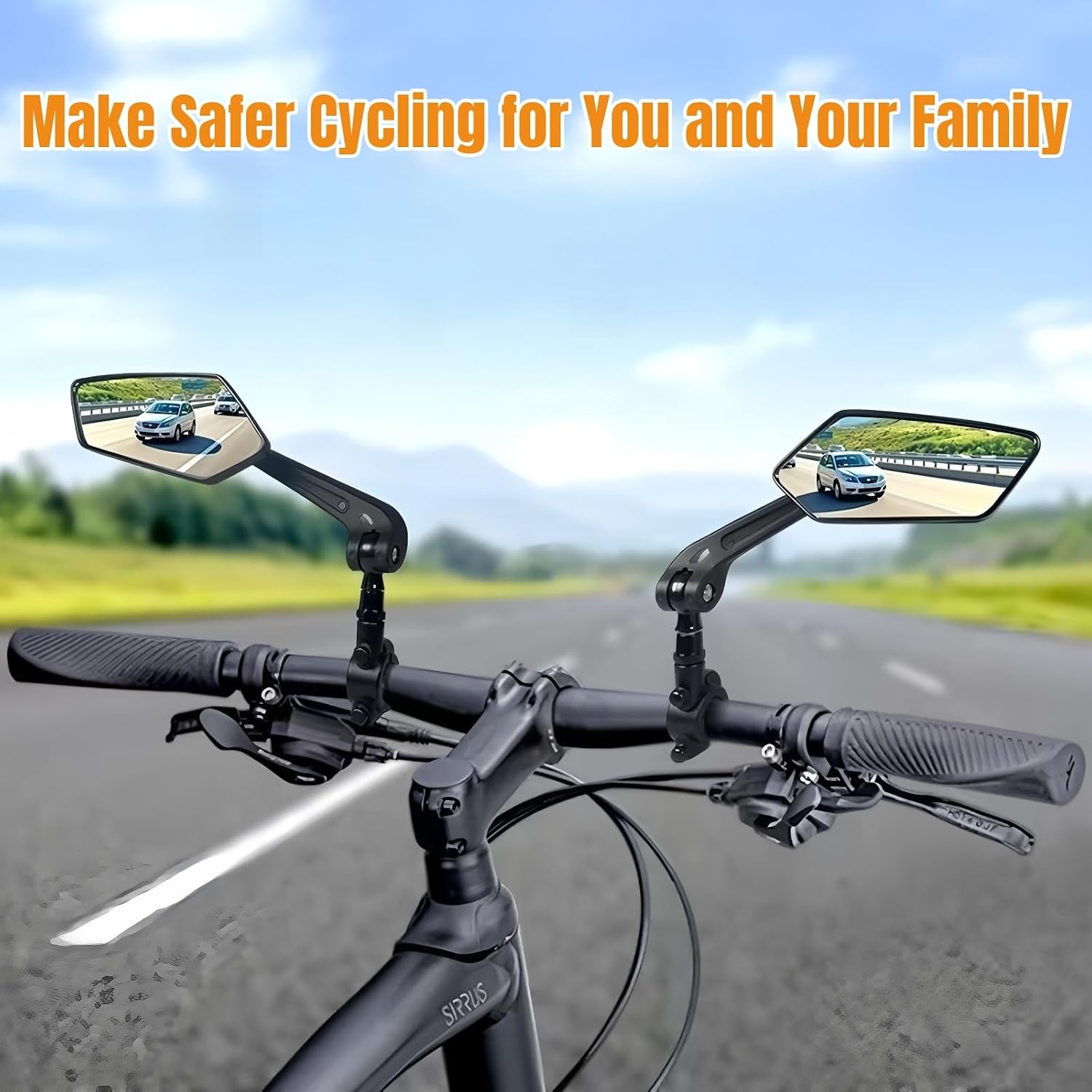 Bike Mirrors,2 Pack-Ebike Mirror,360° Adjustable and Rotatable Handlebar Mirrors,Scratch Resistant Glass Lens, Mountai Bikes,Scooter, E-bikes,Road Bikes,Bicycle Universal Fit Accessories