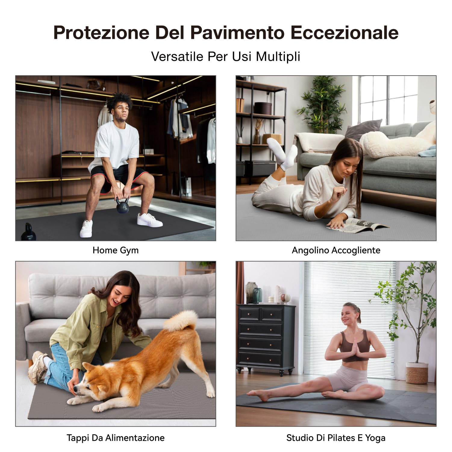 AIRHOP Set da 18 Pezzi Tappeto Palestra Puzzle in EVA ad Alta Densità, Ammortizzante e Antiscivolo, Ideali per Fitness, Yoga e Sport, Perfetti per Home Gym e per il Pavimento della Palestra, 30x30 cm