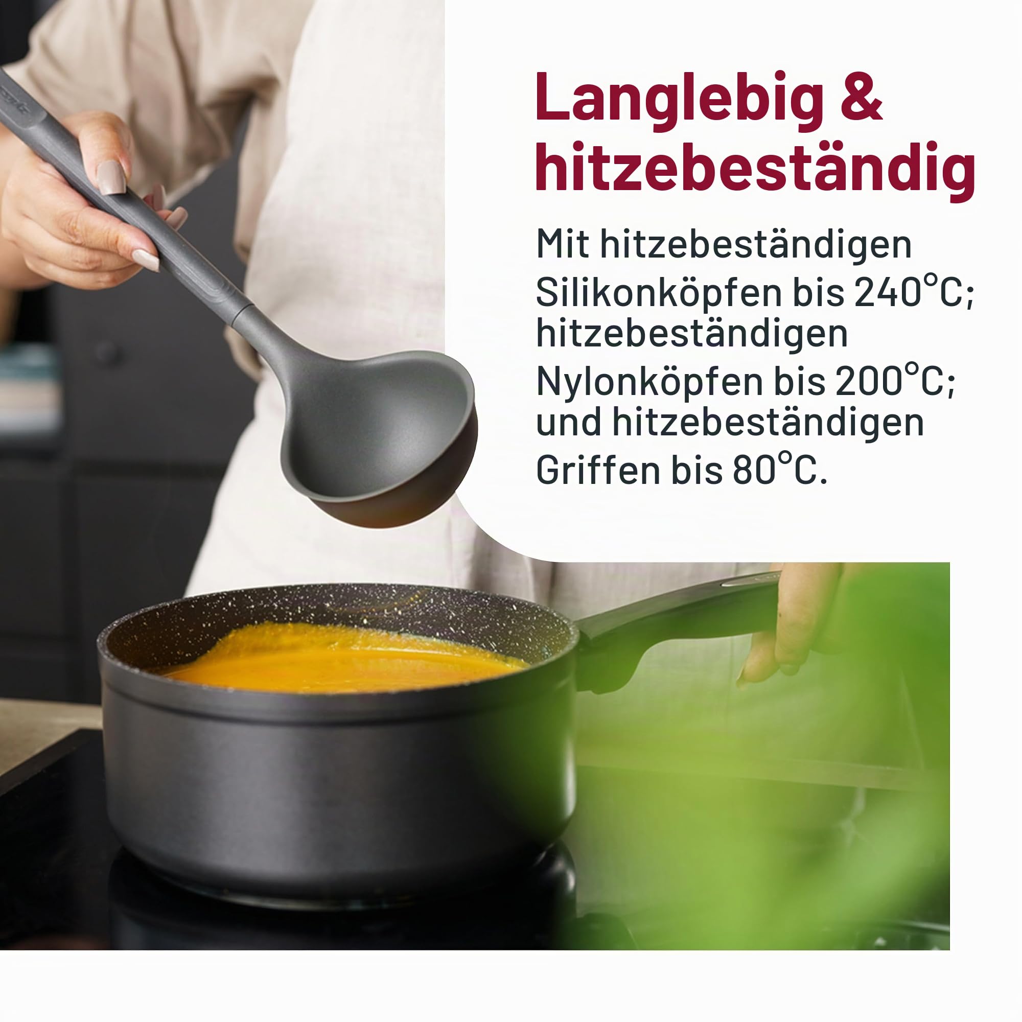 Zyliss E980244 7-teiliges Küchenhelfer-Set mit Aufbewahungsbehälter, Silikon/Nylon/Weizenstroh/Edelstahl, Grau, Schöpfkelle, Pfannenwender, Spatel, Kochlöffel, Schaumlöffel, Schneebesen
