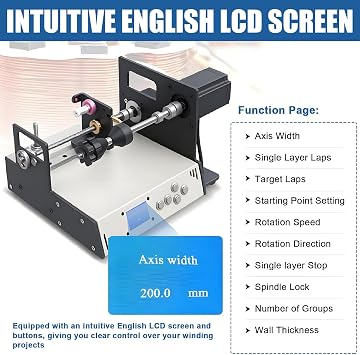 Automatic Coil Winding Machine, 900RPM Digital Wire Winder, Compatible with 18-46AWG, LCD Display for Coils, Fishing Lines