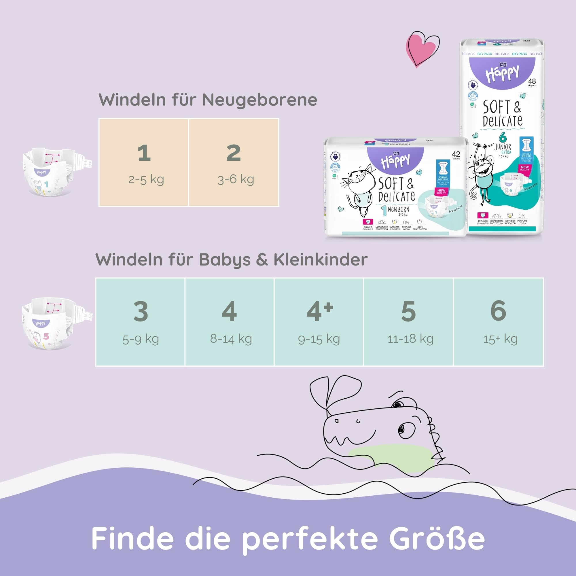 bella baby Happy Windeln soft & delicate Größe 5 Junior 11-18 kg 104 Stück Einweg Vorratspack