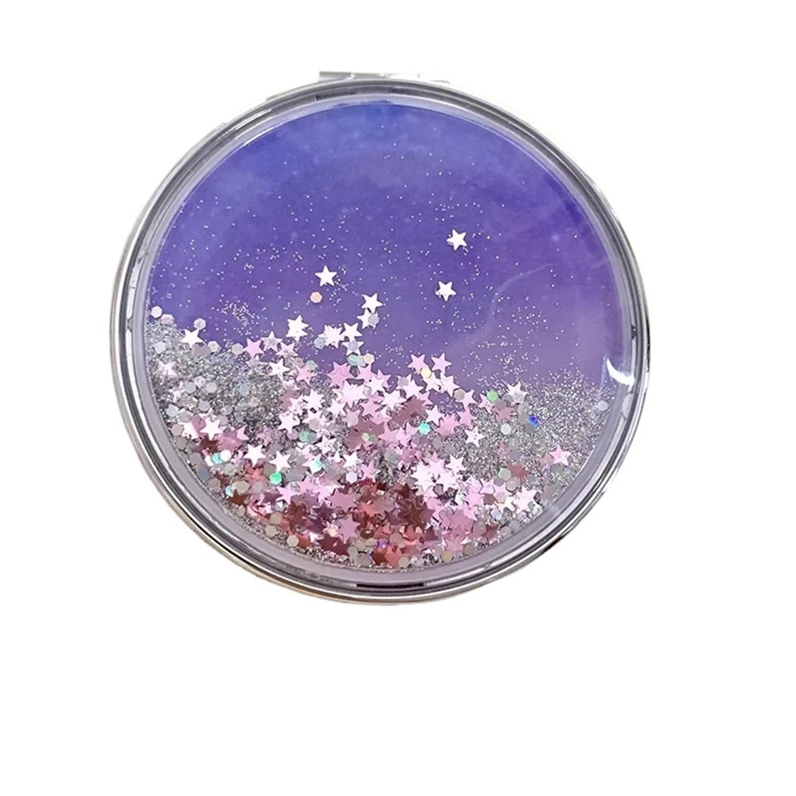 EXKURPOO Compact Mirror Double-Sided Folding Cosmetic Mirror Female With Flowing Sparkling Sand Mini Makeup Compact Pocket Mirrors for home(Color-04)