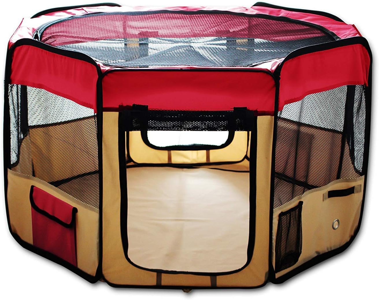ESK Collection 48" Pet Puppy Dog Playpen Exercise Pen Kennel 600D Oxford Cloth, Red, Model: 48" Red : Pet Supplies