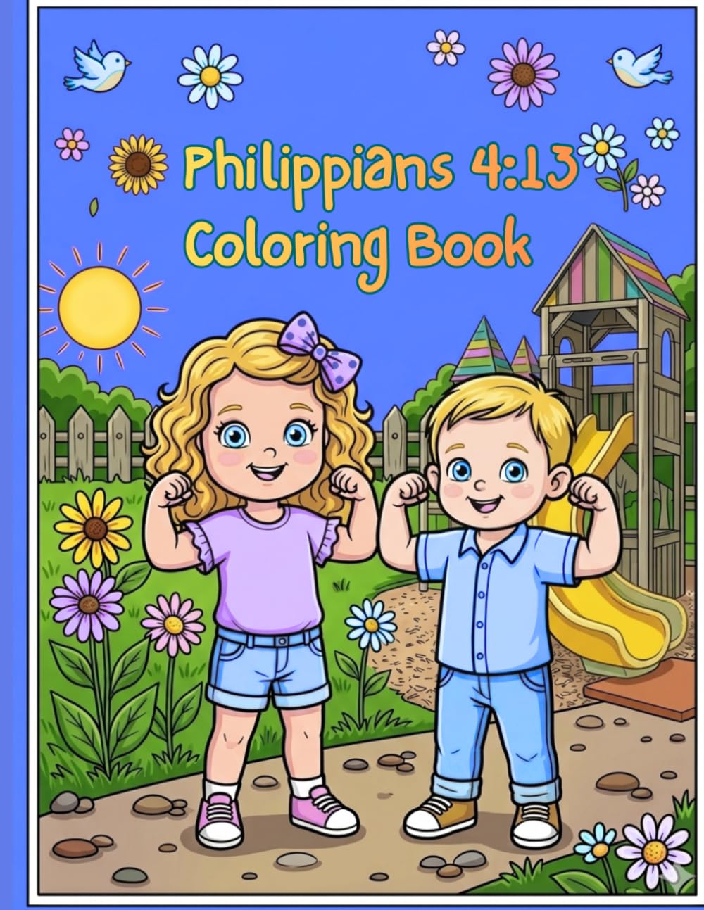 Philippians 4:13 Coloring: A simple and easy coloring book for kids with big pictures and everday brave moments
