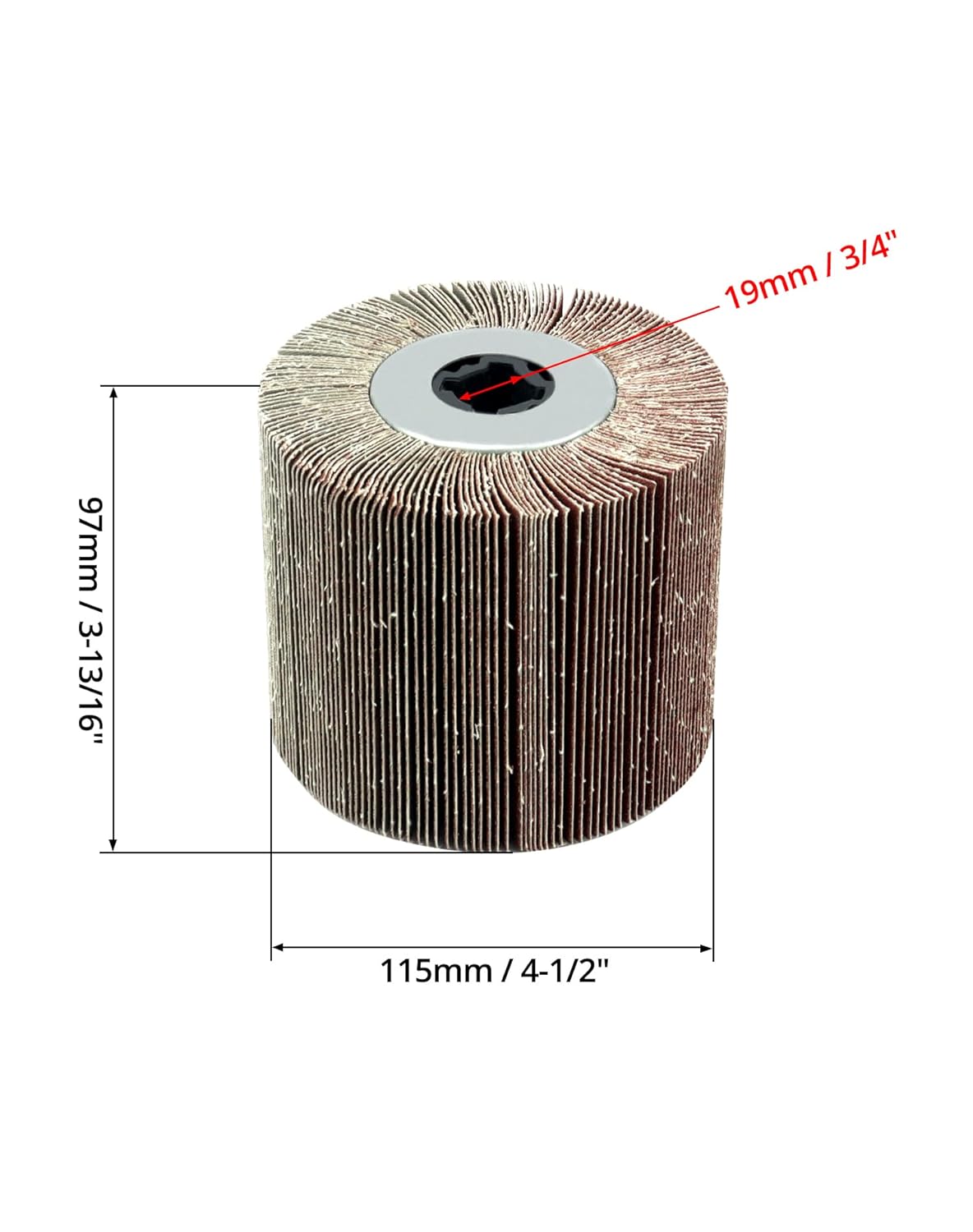QWORK Flap Sanding Wheel, 2 Pack Wire Drawing Polishing Wheel, Aluminum Oxide Drum Burnishing Brush, 4.5" x 4" with 3/4"-4 Keyway (120 grit), Remove Rust/Weld Burr/Grinding