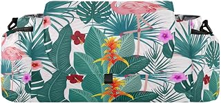 Flradish Tropical Palm Flamingo Baby Stroller Organizer with 2 Cup Holders Universal Adjustable Shoulder Strap Detachable Stroller Caddy Accessories Bag for Bottle,Diaper,Phone, Keys,Toys