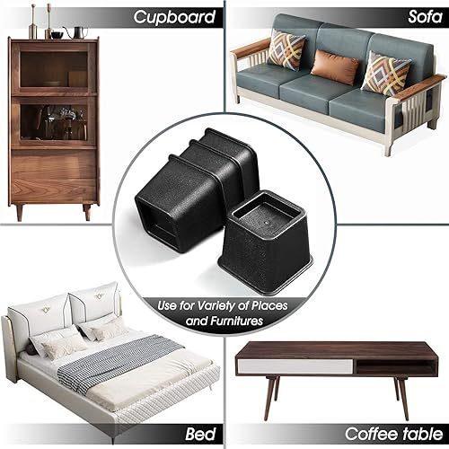Miniatura 9 de Elevadores de cama de 3 pulgadas, marco de muebles cuadrado resistente para sofá, silla, escritorio, sofá y litera, juego de 8