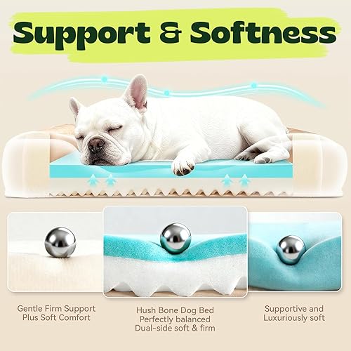 Miniatura 4 de Cama ortopédica refrescante para perros de tamaño mediano de hasta 30 libras, cama para mascotas de espuma viscoelástica de 28 x 23 x 6 pulgadas con