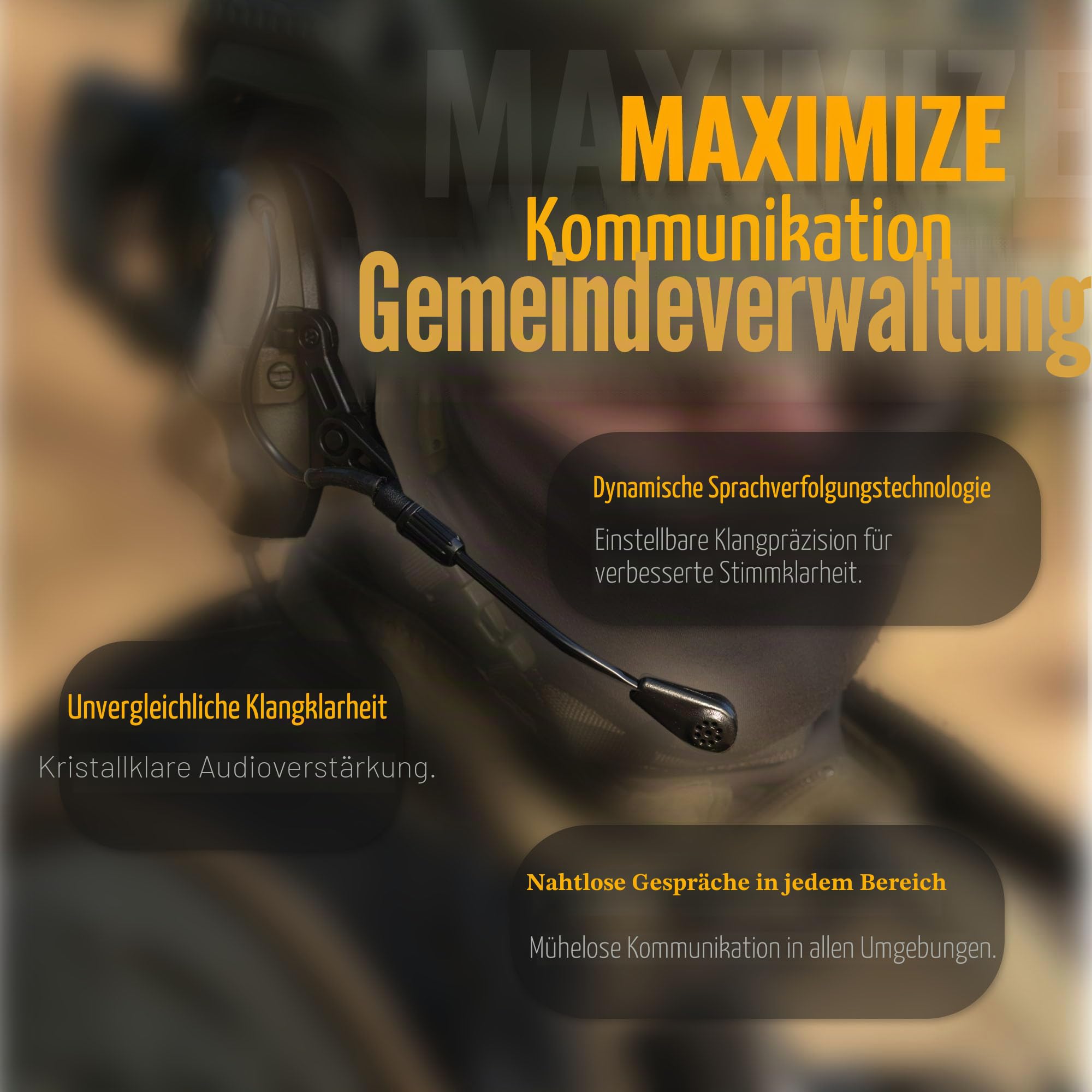 Earmor M32 Plus Elektronisches Helm-Headset – Gehörschutz mit Mikrofon & Klangeinstellung – IPX5 Wasserbeständig, Helmkompatibel für Outdoor-Aktivitäten (Hellbraun)