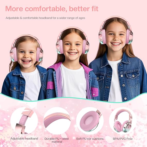 JYPS Kids Headphones Wireless, Metallic Childrens Bluetooth Headphones