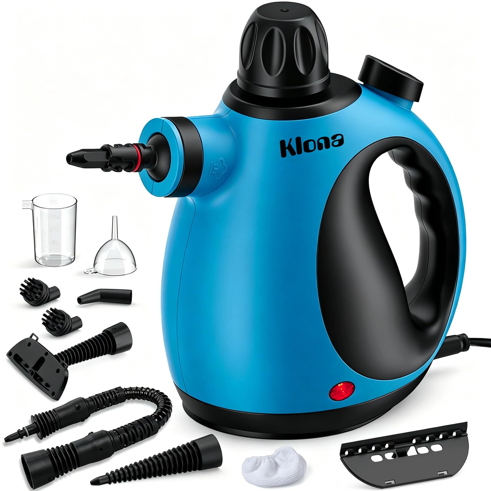 KLONA Limpiador a vapor de mano para el hogar, limpiador a vapor multifuncional con 10 accesorios para alfombras, cortinas, sofás, cocina, baño y mucho más.