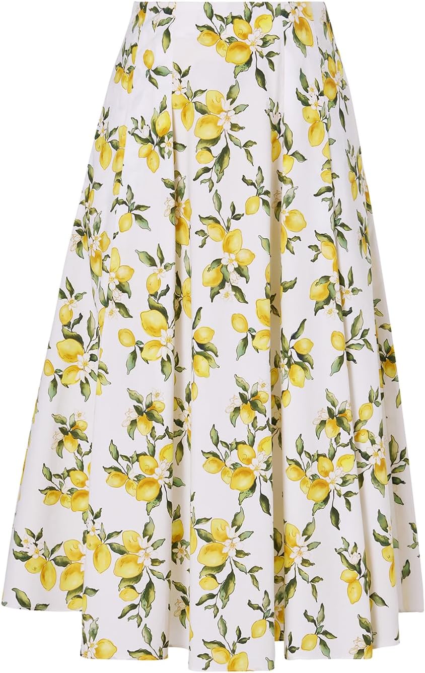 GOELIA Skirts for Women Summer Bohemian Floral Print Skirt Women's Midi Casual Flowy Skirt for Beach Party Holiday