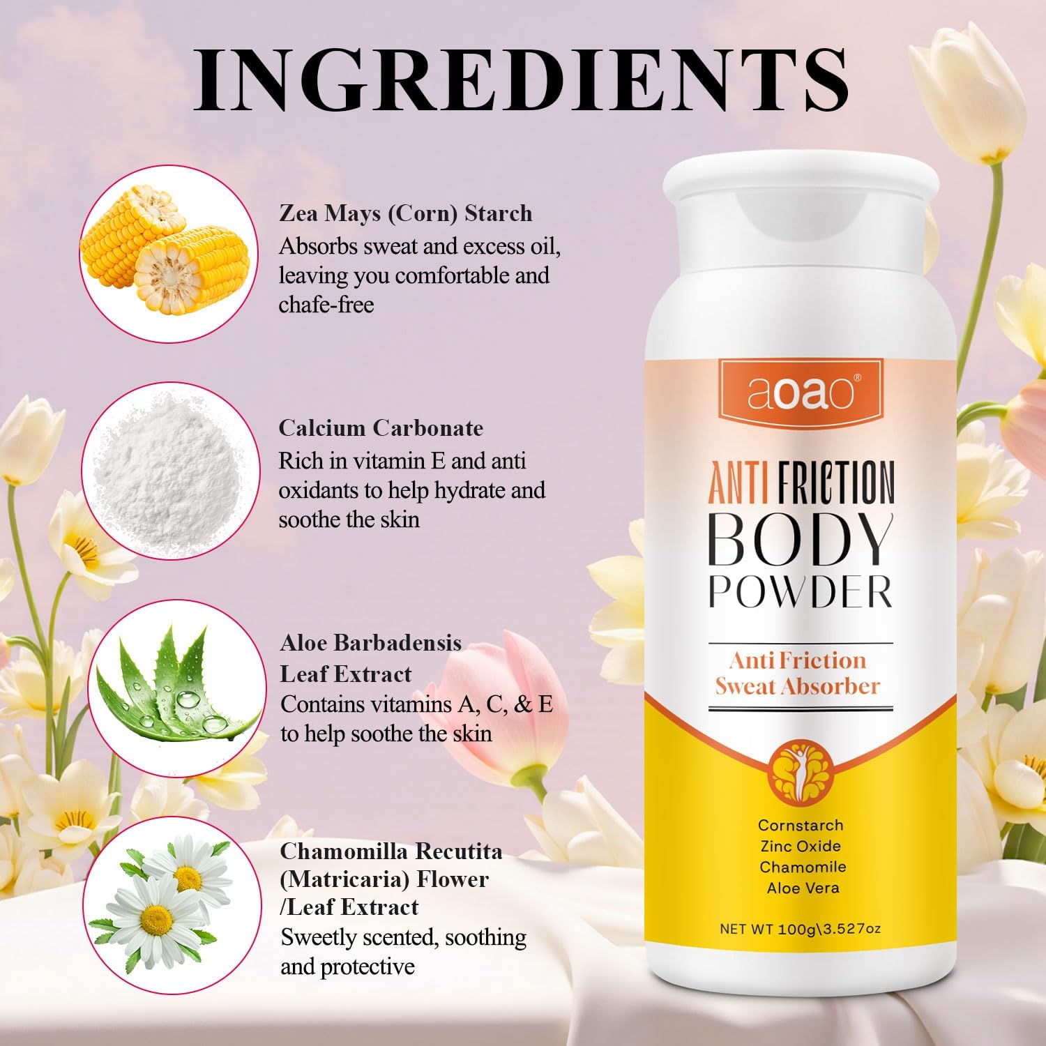 Women's Dry Body Powder, Anti-Friction Dusting Powder, Talc-Free, Sweat Absorbs & Chafe-Free Between Legs During Exercise or Walking, Delivers All-Day Comfort & Smooth Skin, Pleasant Scent (orange-2p)