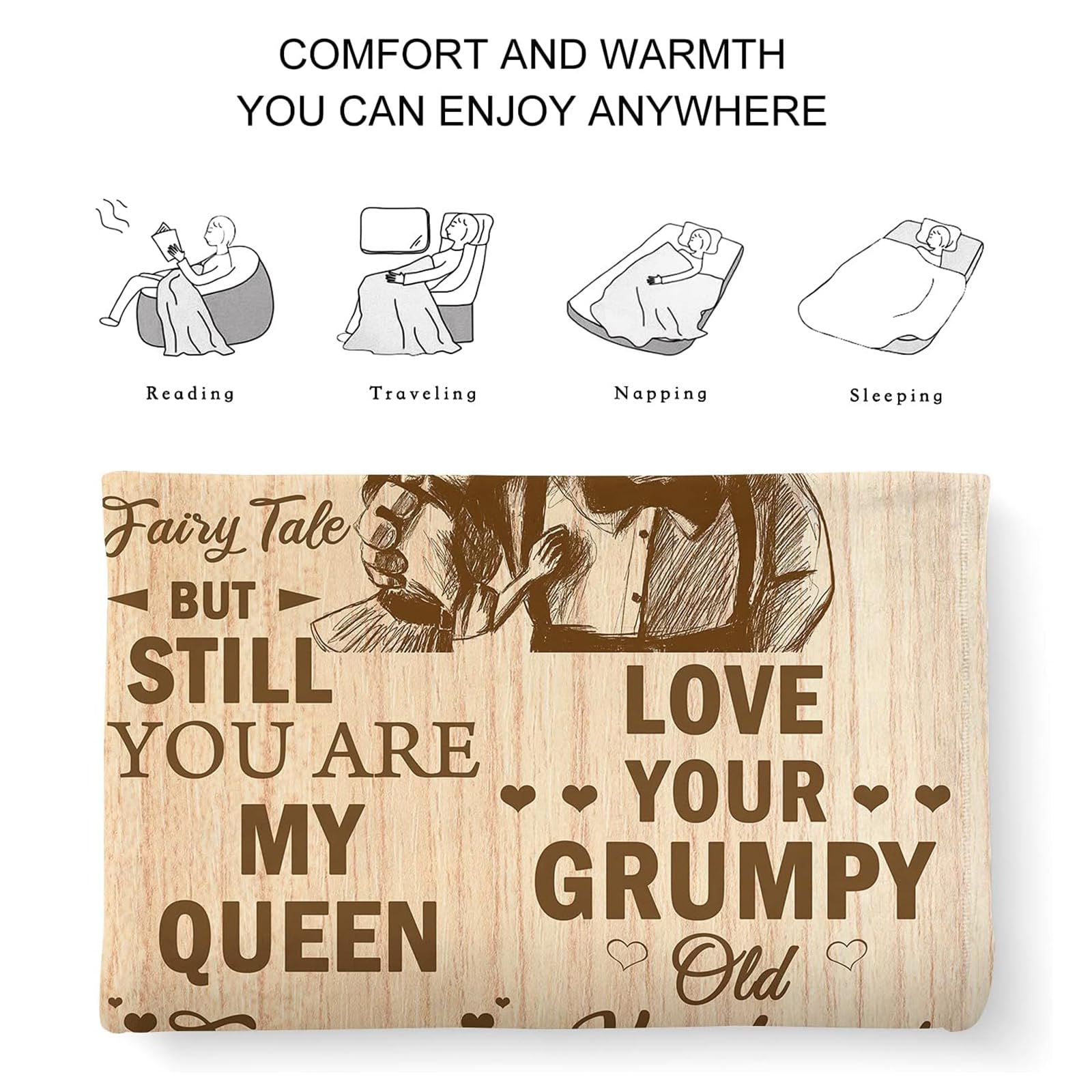 Coperta Morbida Con Frasi D'Amore Per Moglie - Regalo Romantico Da Marito Per Anniversario, Compleanno, Natale - 150x125 Cm O 200x150 Cm