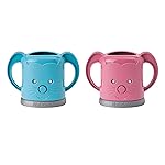 InchBug MyDrinky Pouch Holder No Squeeze, Reusable Drink Holder for Kids and Toddlers | BPA-Free & Squeeze-Proof Cup Holder for Juice Boxes, Food Pouches | Dishwasher Safe, 2-Pack PINK SORBET/AQUA