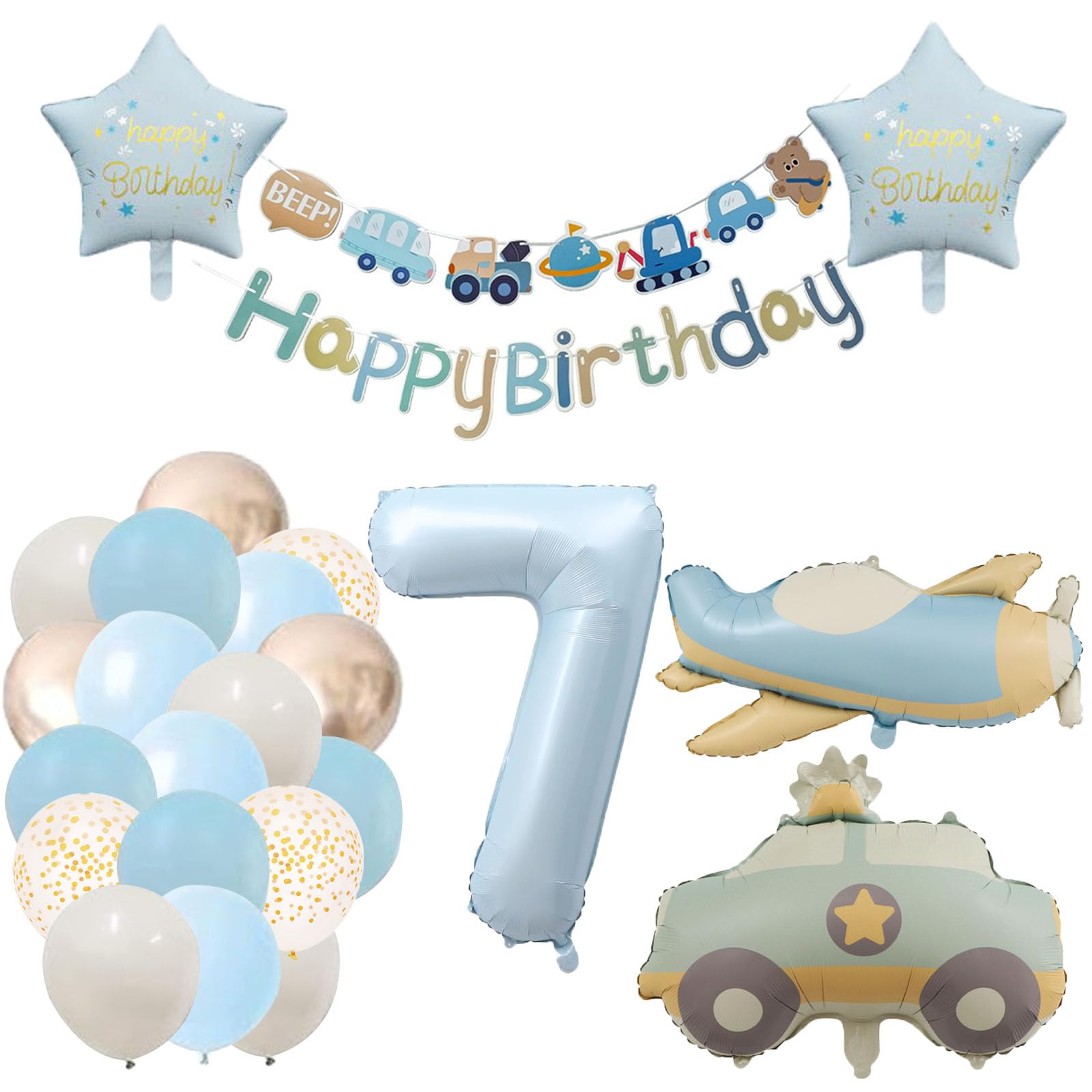 Decoration 7th Birthday Boy Tractor Birthday Decoration 7 Year Girl Balloon 7th Birthday Pastel Blue Balloon Number 7 Party Decoration