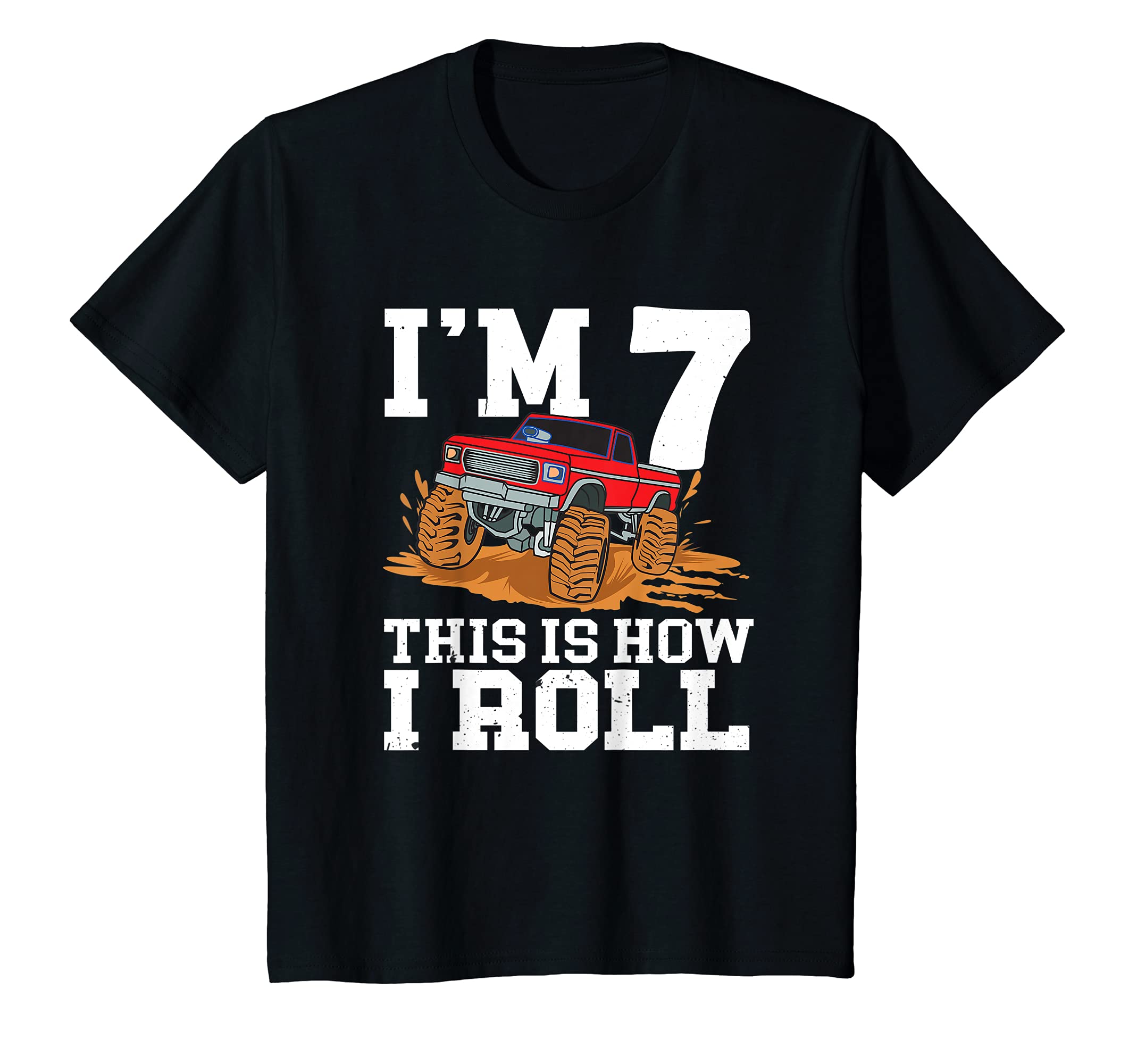 Kids I'm 7 this is how i roll, Your Monster Truck 7th Birthday T-Shirt