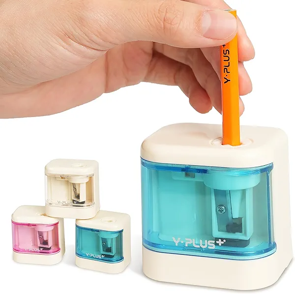YPLUS Electric Pencil Sharpener for Kids, Super Portable Small Colored Pen Sharpeners, Automatic Mini Sharpener for Classroom, Stocking Stuffers for Kids Toddler - Blue
