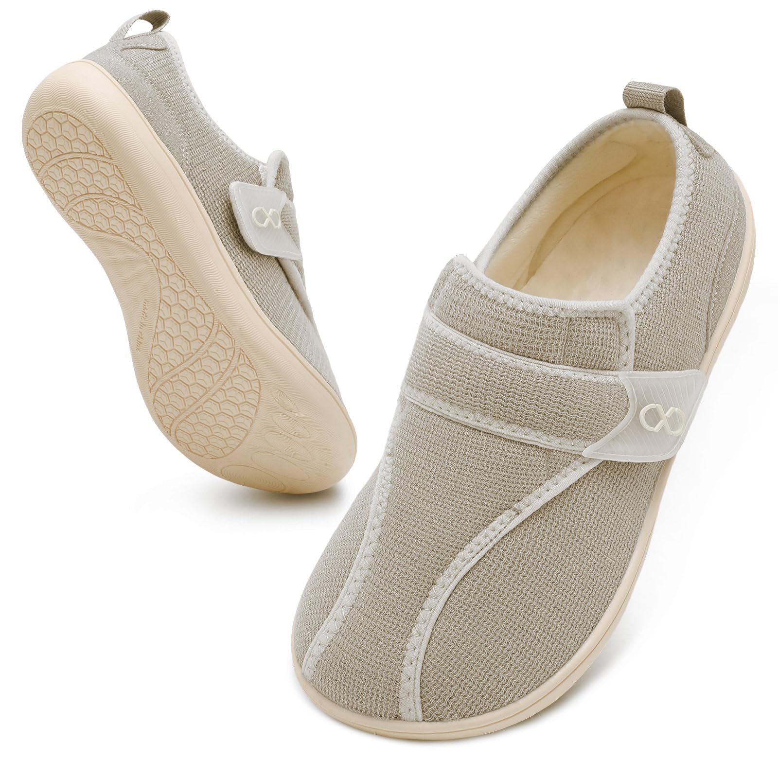 XIHALOOK Womens Slippers Wide Diabetic Shoes with Adjustable Strap for Diabetic Swollen Feet Outdoor Indoor Walking Shoes