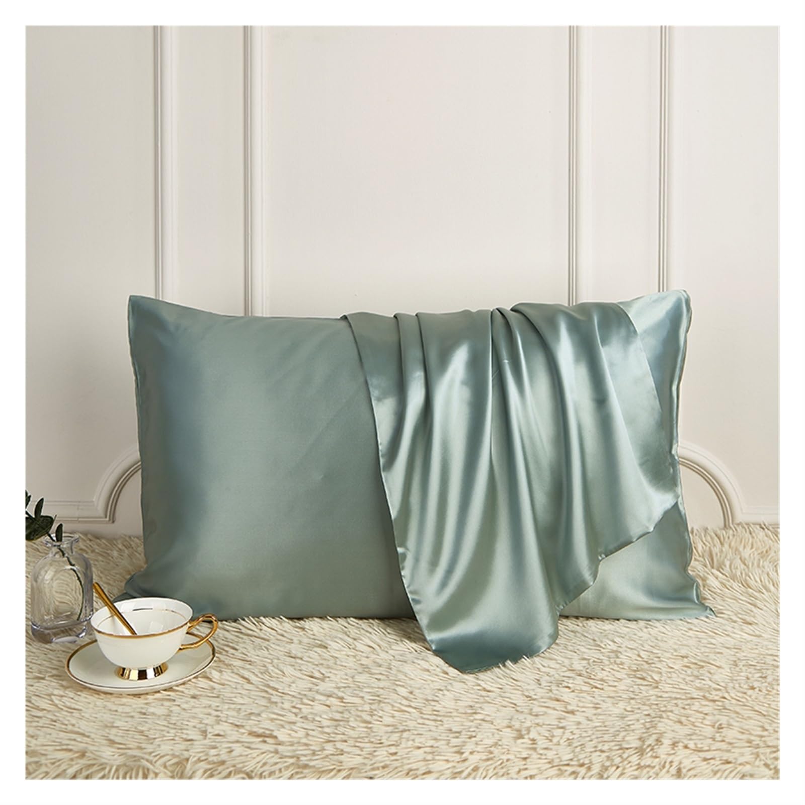 Silk Pillowcase Pure Silk Pillowcase Real Mulberry(Mint Green,50x90cm)