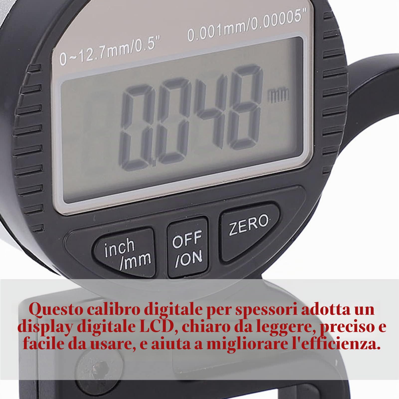 Calibro di spessore digitale per strumento di misurazione filo filo di cuoio di carta 0-12.7mm Intervallo di misurazione (0.001mm)