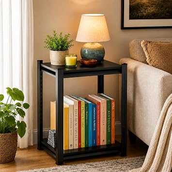 Metal Bookshelf, Adjustable 22" Tall Compact Bookcase, Bolt-Free Shelf