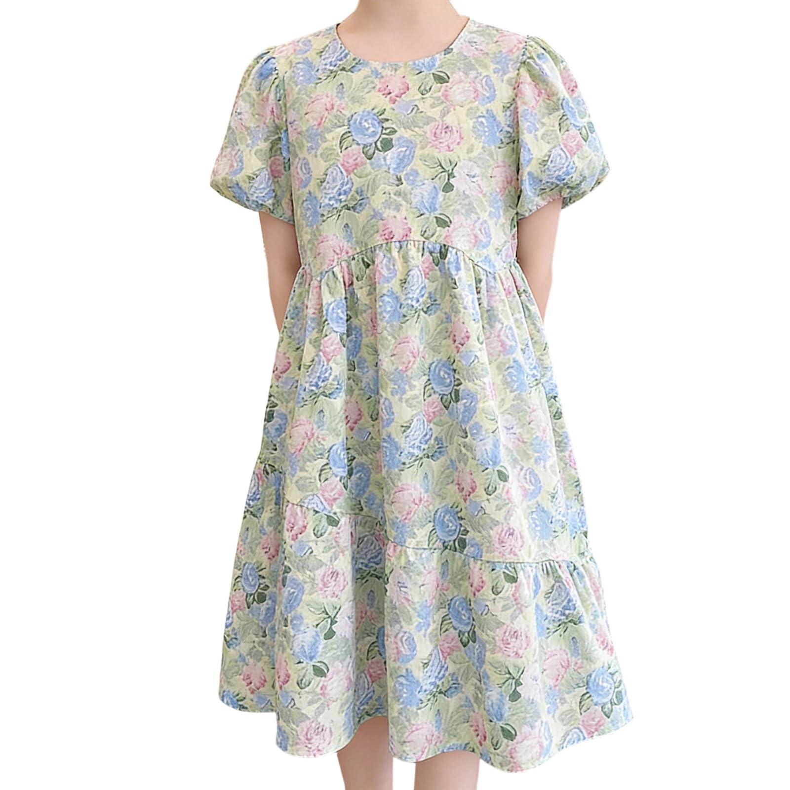 Robe d'été fleurie avec manches à volants pour fille - 5