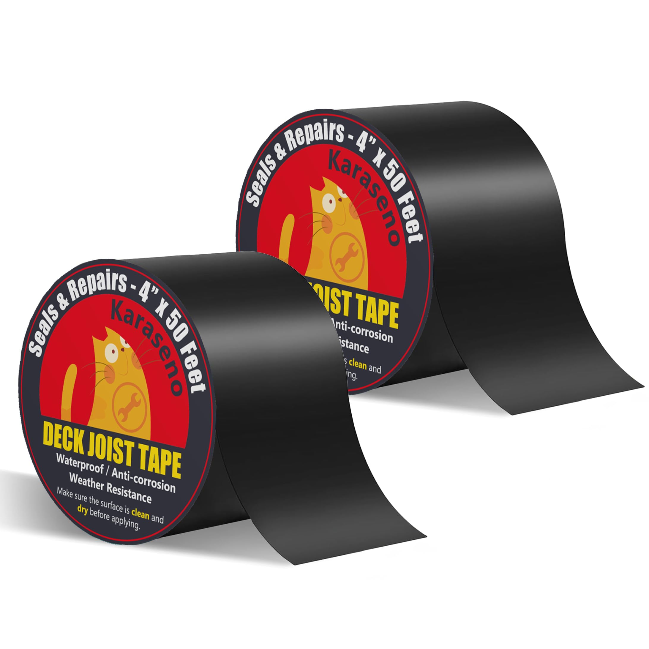 KARASENO Butyl Deck Joist Tape for Decking: Butyl Sealant Tape Self Adhesive Waterproof Weather Resistance Anti-Corrosion for Wood Joists Beams Roof (