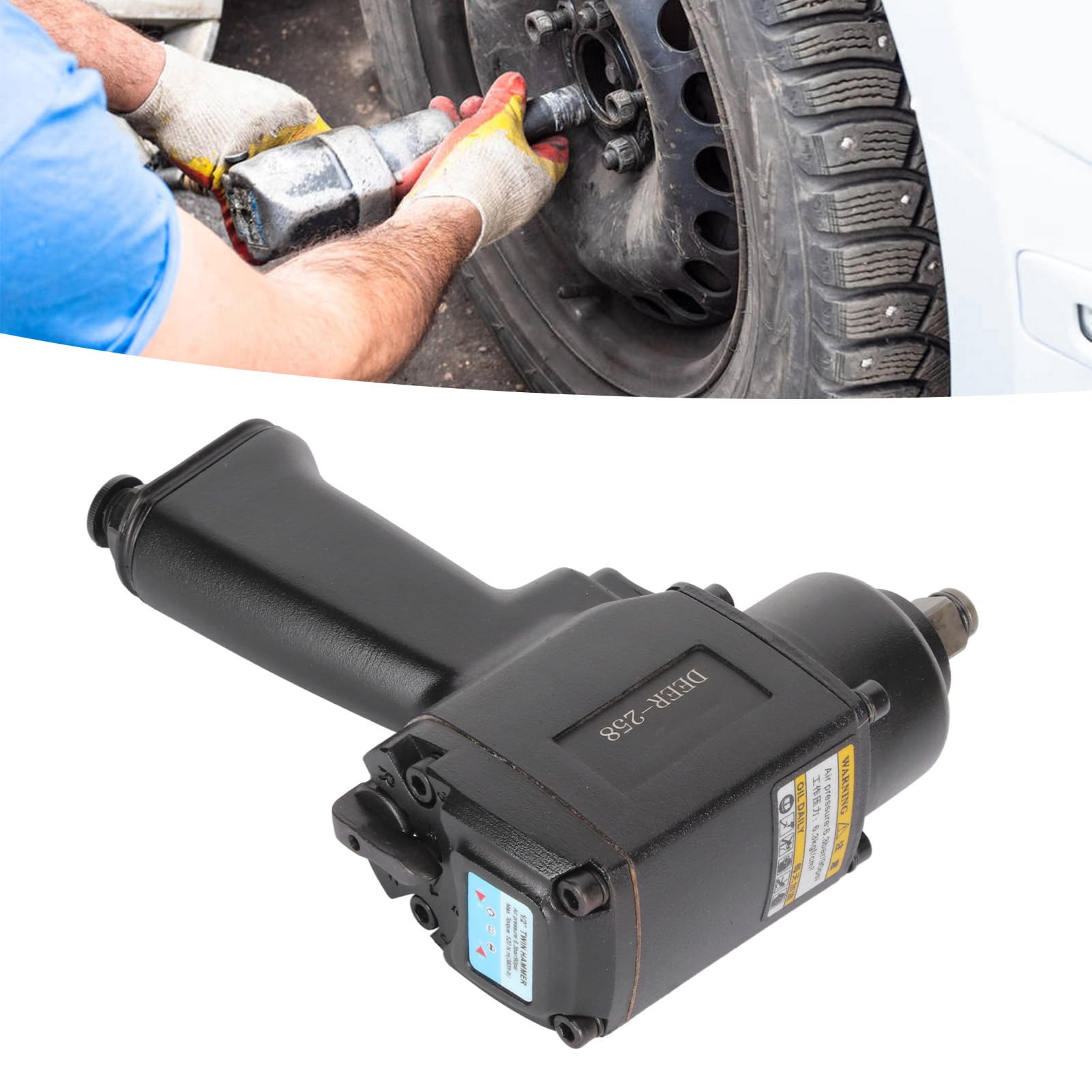 FTVOGUE Avvitatore Ad Aria Compressa 1/2 Pollici Pistola a Percussione Pneumatica Doppio Martello in Acciaio Legato 520 Nm 7500 Giri/min Regolatore a 5 Posizioni per Meccanici di Manutenzione
