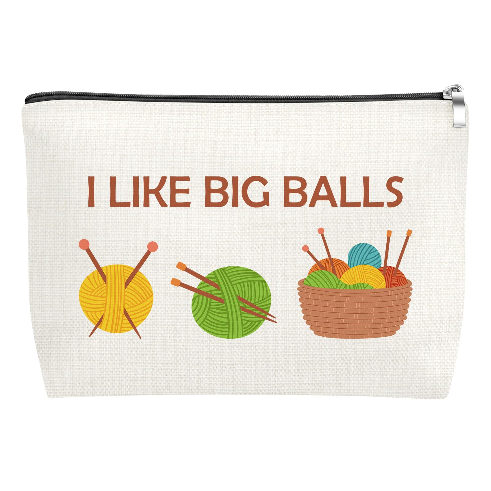 Funny Knitting Gift Makeup Bag for Women Crochet Gifts for Crochet Lovers Knitting Gifts for Her Friend Sister Cosmetic Bag Sewing Gifts for Sewing Lovers Seamstress Presents Travel Zipper Pouch