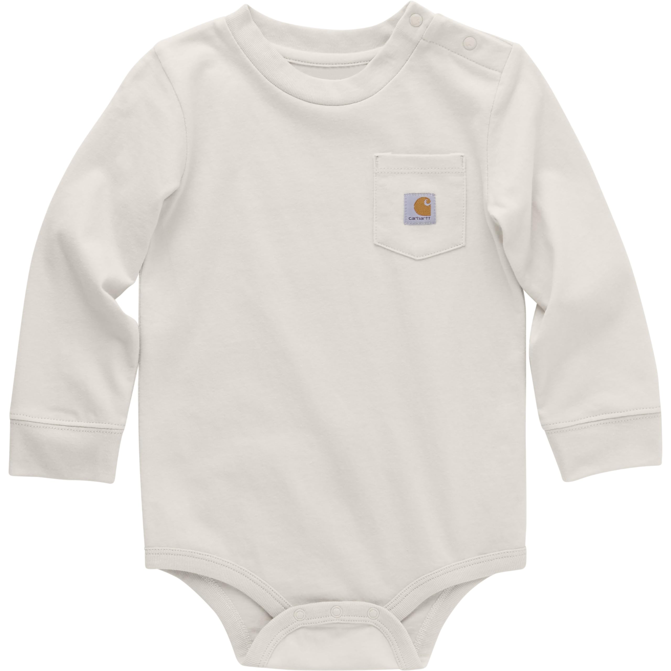 Carhartt Long-Sleeve Pocket Bodysuit | 100% Cotton | Made From Breathable, 100% Cotton Jersey | Easy Changes 3 Months Malt Beige