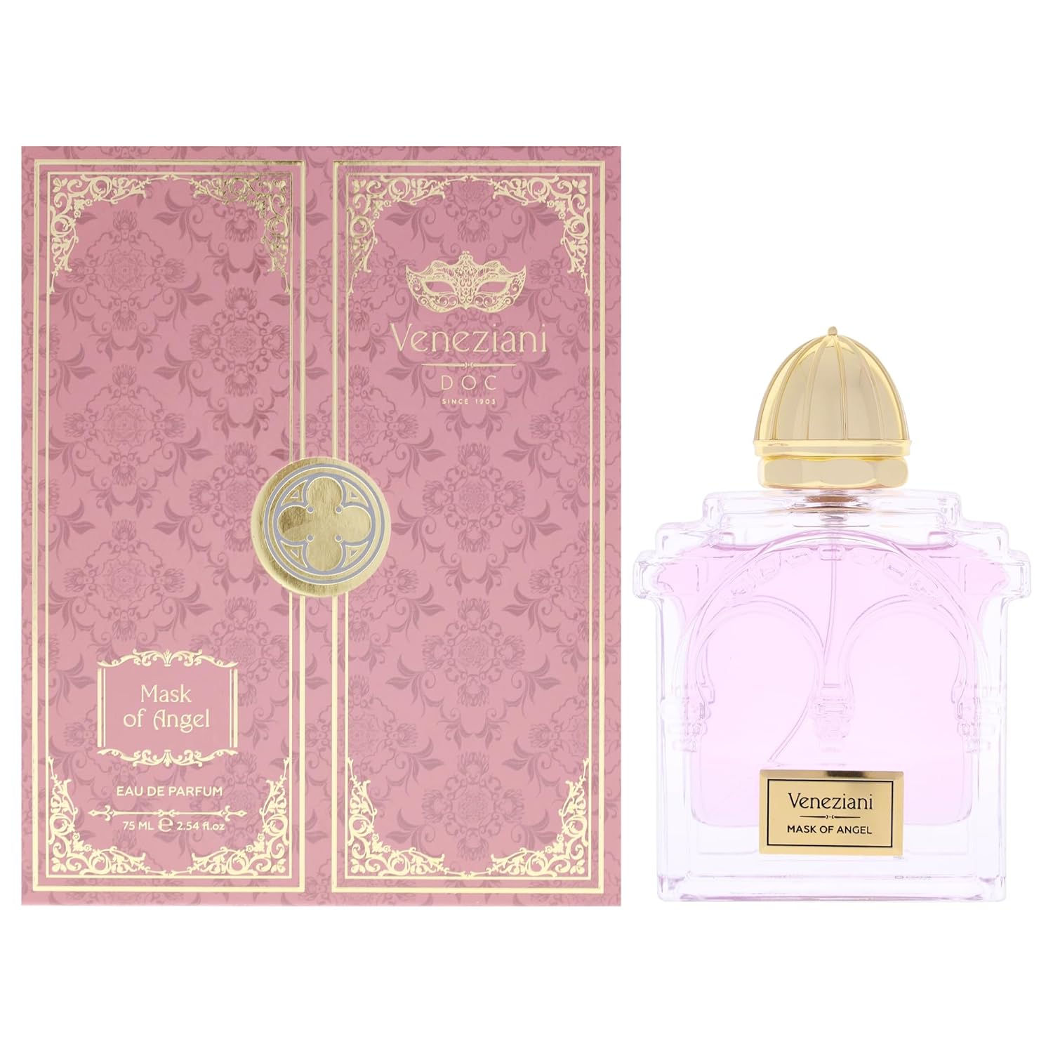 Veneziani Mask of Angel - Long Lasting Perfumes for Women - Italian Eau de Parfum - Notes of Red Apple, Peach Flower and Vanilla Perfume - 2.5 oz